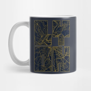 Lyon, France City Map Typography - Gold Art Deco Mug